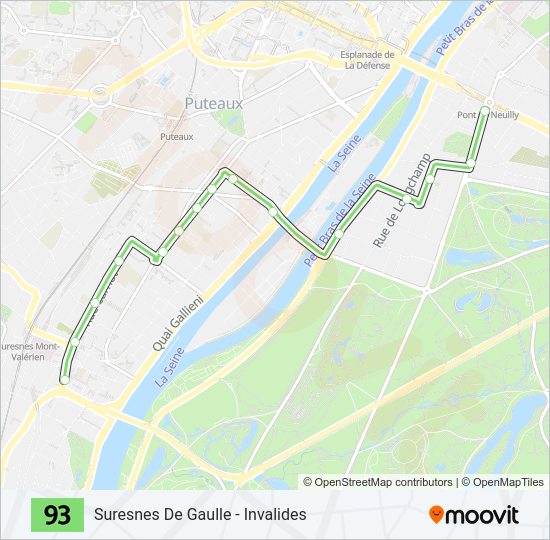 Plan de la ligne 93 de bus