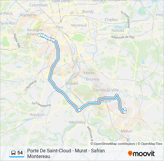 54 Bus Line Map