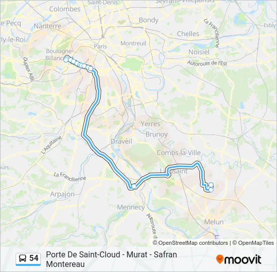 54 Bus Line Map
