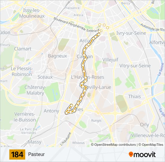 Plan de la ligne 184 de bus