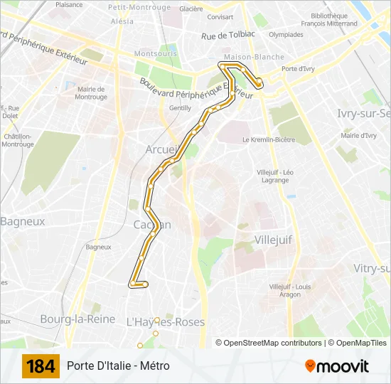 184 Bus Line Map