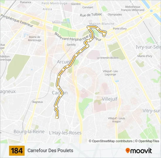 184 Bus Line Map
