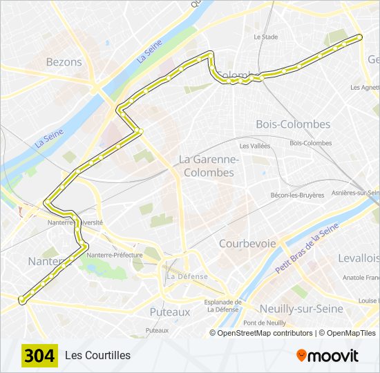 Plan de la ligne 304 de bus