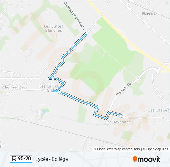 95-20 bus Line Map