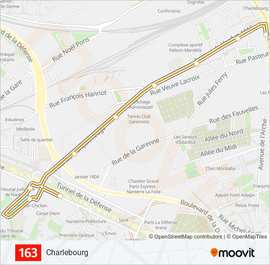 163 bus Line Map