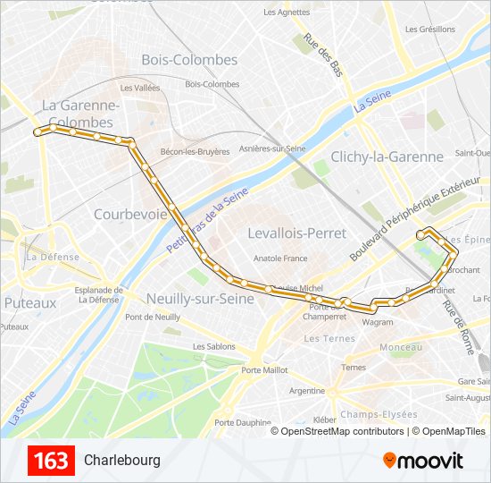 163 bus Line Map