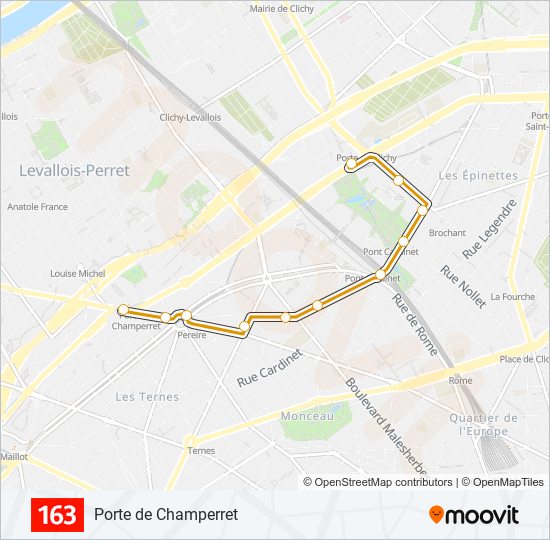 163 bus Line Map