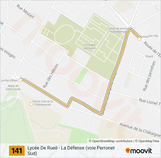 Plan de la ligne 141 de bus