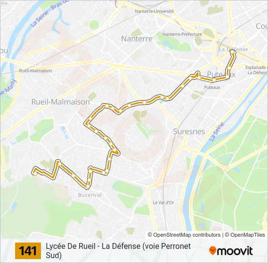 Plan de la ligne 141 de bus