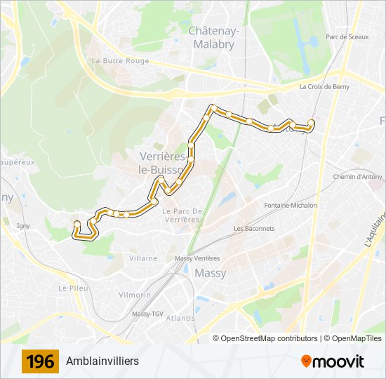 Plan de la ligne 196 de bus