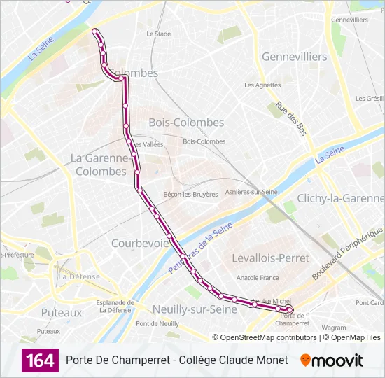 164 Bus Line Map