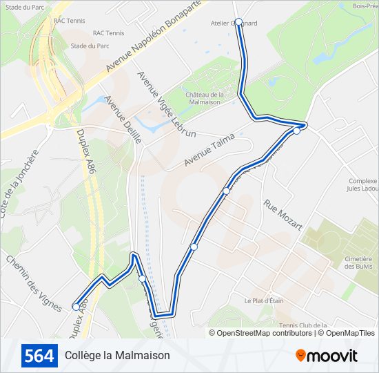 Mapa de 564 de autobús