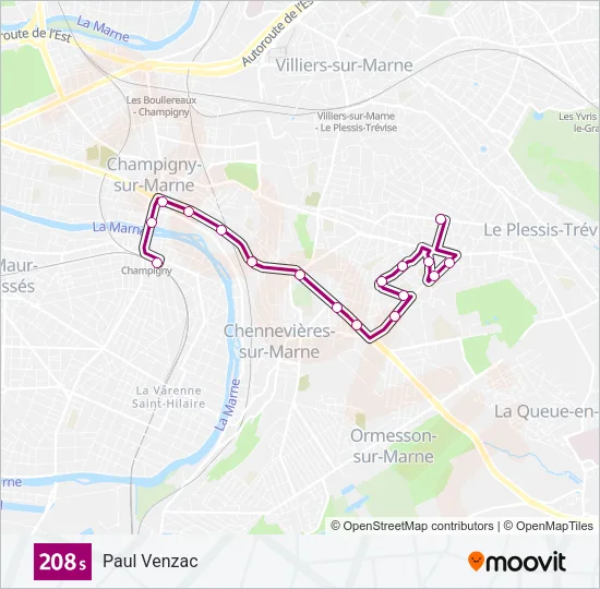 208S Bus Line Map