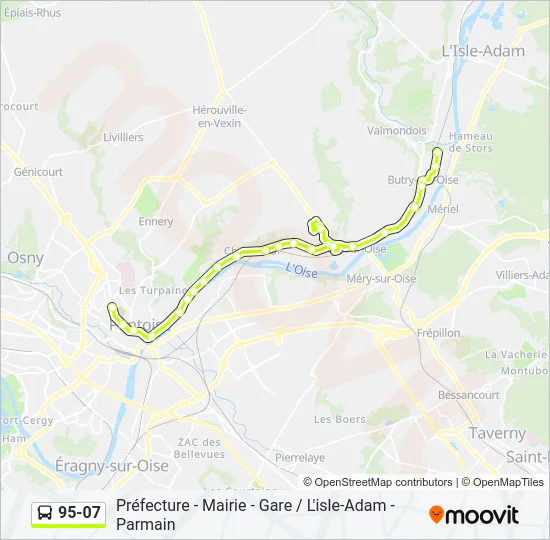 Plan de la ligne 95-07 de bus