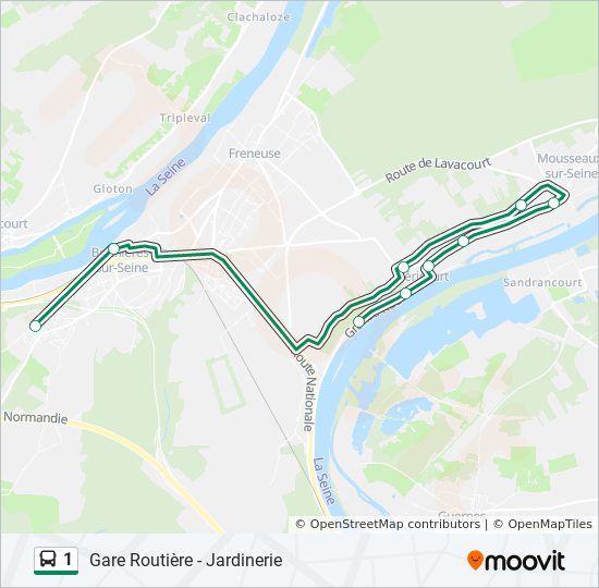 Plan de la ligne 1 de bus