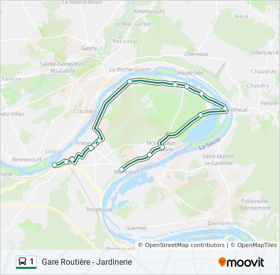 Plan de la ligne 1 de bus