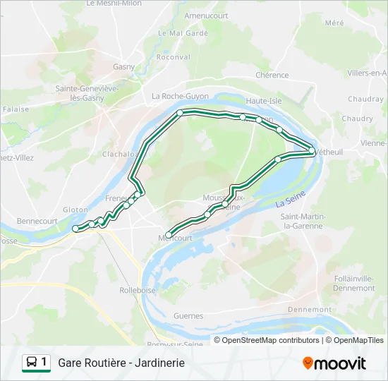 1 Bus Line Map