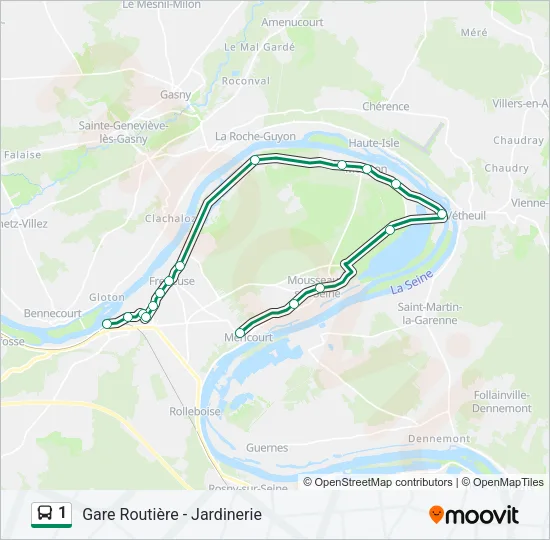 Plan de la ligne 1 de bus