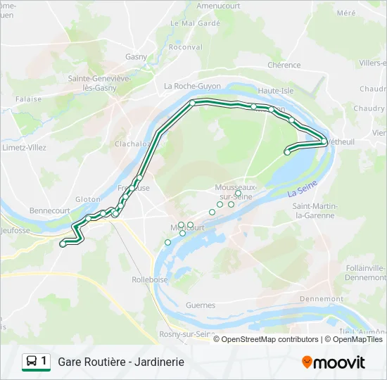 Plan de la ligne 1 de bus