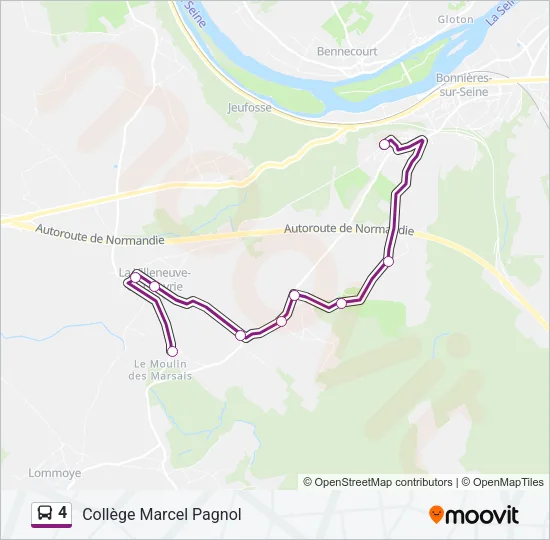 Plan de la ligne 4 de bus