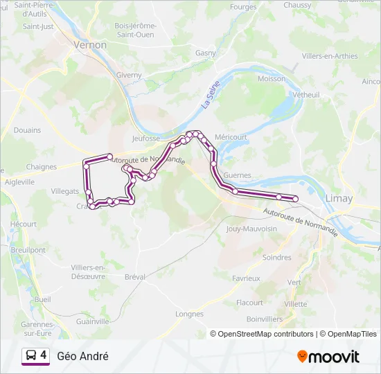 Plan de la ligne 4 de bus