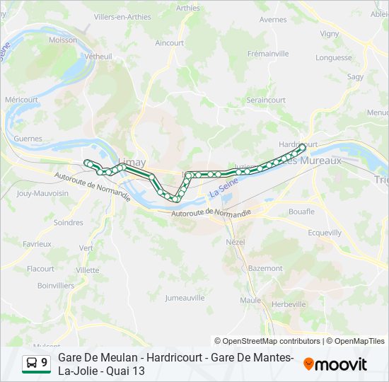 Plan de la ligne 9 de bus