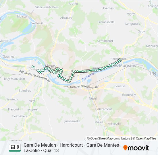 Plan de la ligne 9 de bus