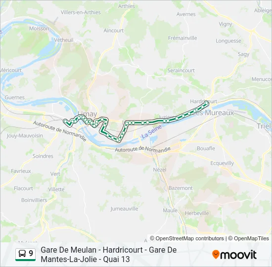 Plan de la ligne 9 de bus