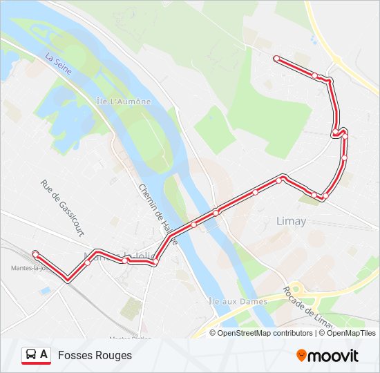 Plan de la ligne A de bus