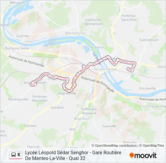 K Bus Line Map