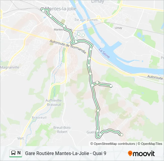 N Bus Line Map