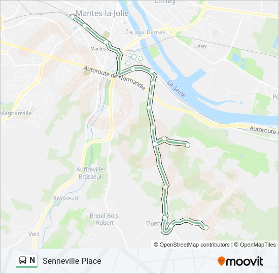 N Bus Line Map