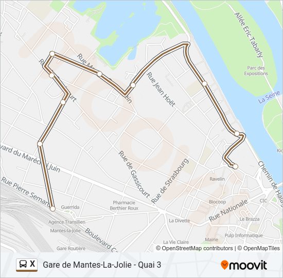 X Bus Line Map