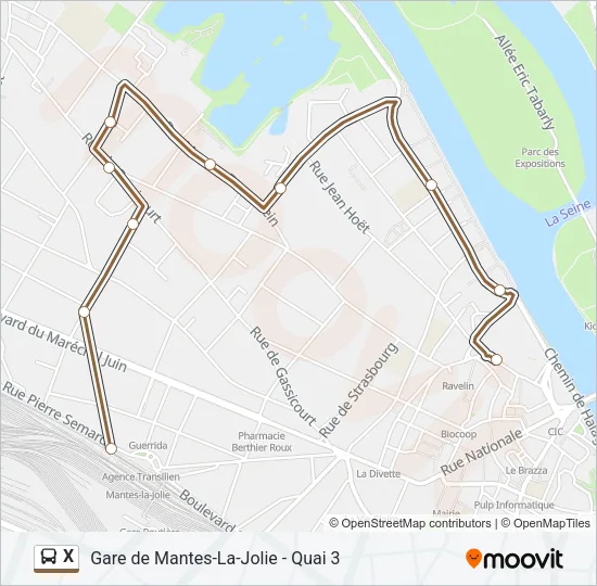 X Bus Line Map
