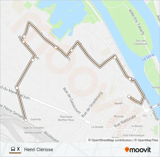 X Bus Line Map