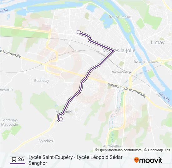 Plan de la ligne 26 de bus