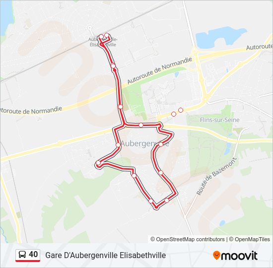 Plan de la ligne 40 de bus