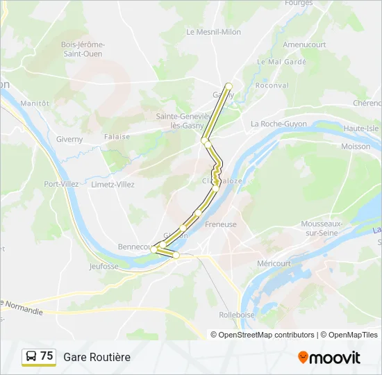 75 Bus Line Map