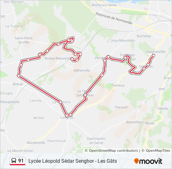 Mapa de 91 de autobús