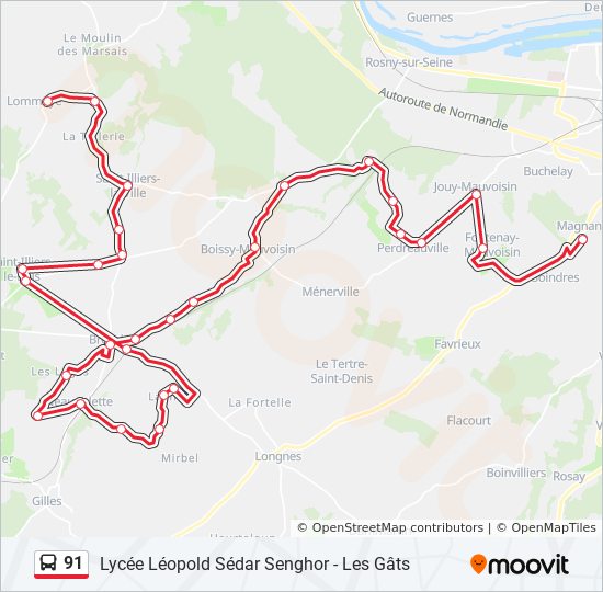 Mapa de 91 de autobús