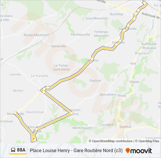 88A Bus Line Map