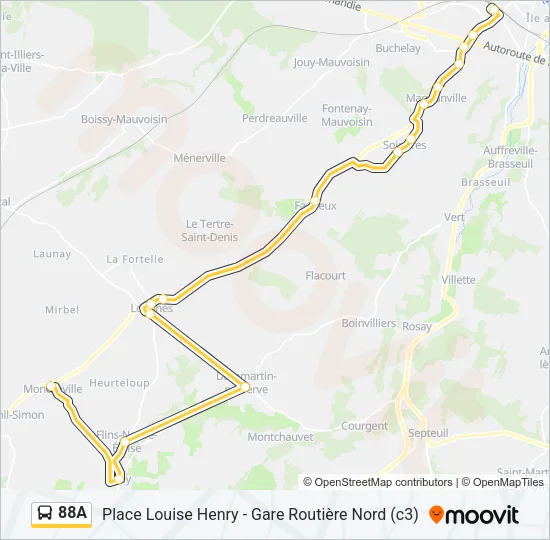88A Bus Line Map