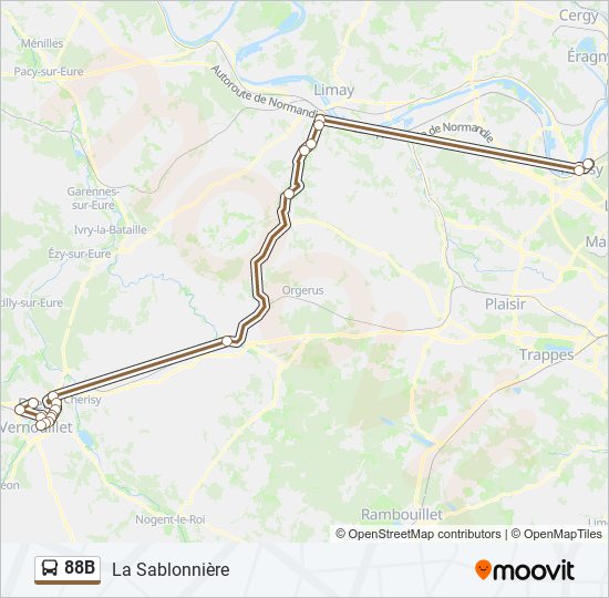 Plan de la ligne 88B de bus