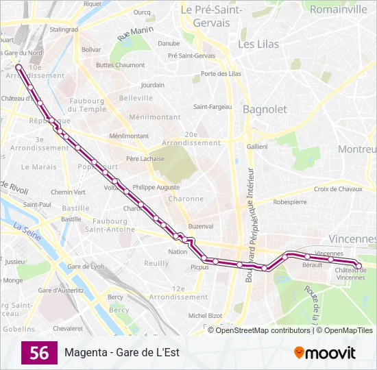 56 Bus Line Map