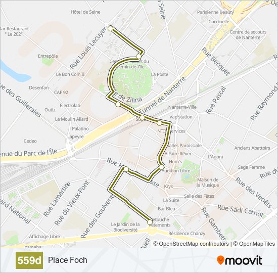 Mapa de 559D de autobús