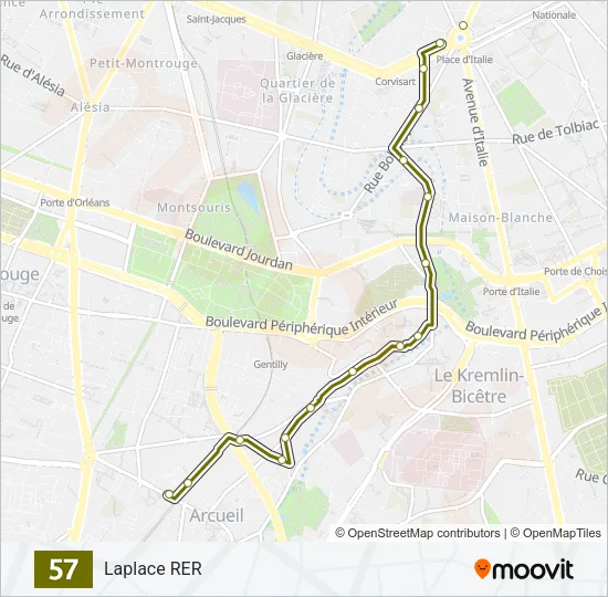 57 Bus Line Map