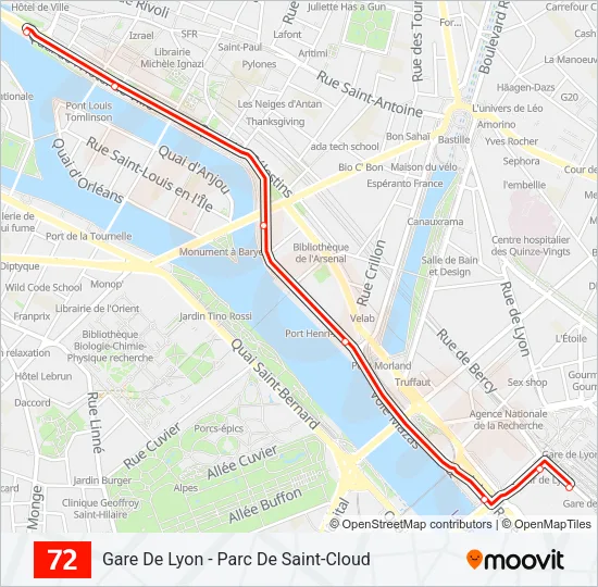 72 Bus Line Map