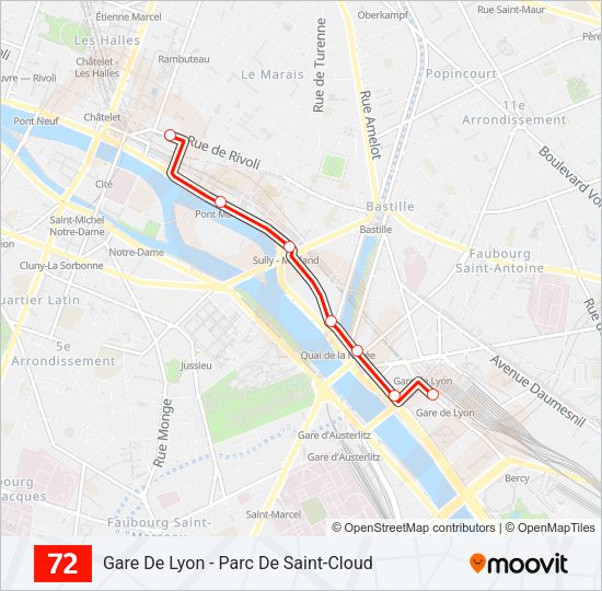 72 Bus Line Map