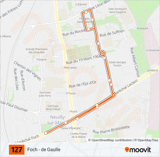 127 bus Line Map