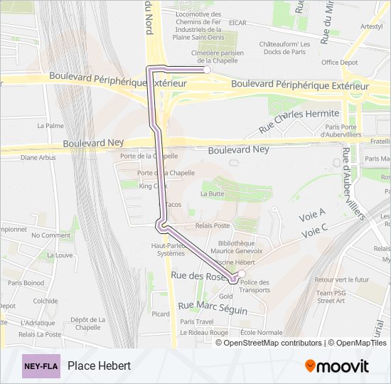 Mapa de NEY-FLA de autobús
